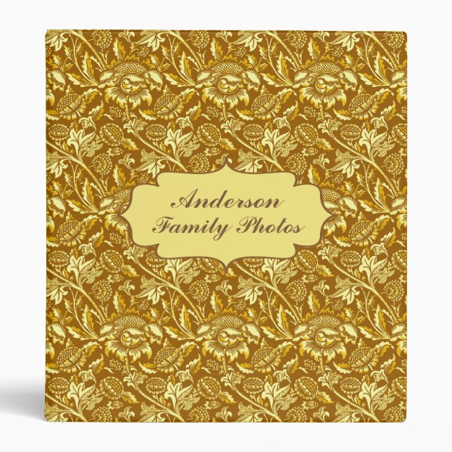 Sunflowers Mustard Gold Personalized   3 Ring Binder (Front)