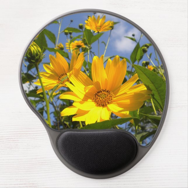 Sunflowers N Sky Wrapped Canvas Gel Mouse Pad (Front)