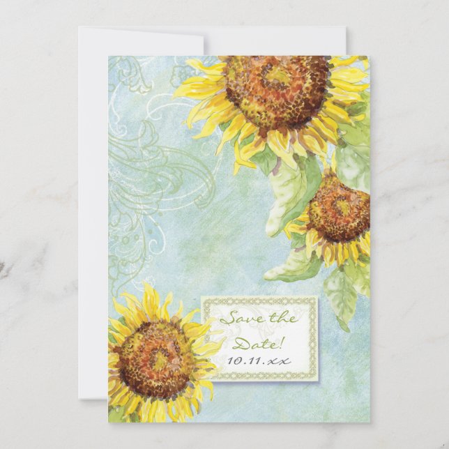 Sunflowers 'n Swirls, Wedding Invitation (Back)