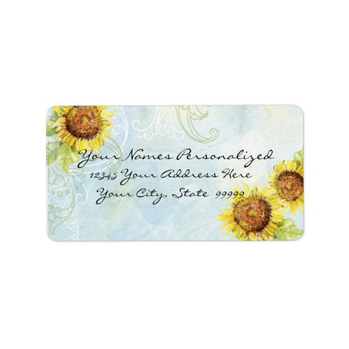 Sunflowers 'n Swirls, Wedding Invitation Labels