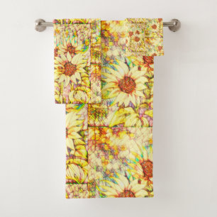 Sunflowers Name Template Bath Towel Set