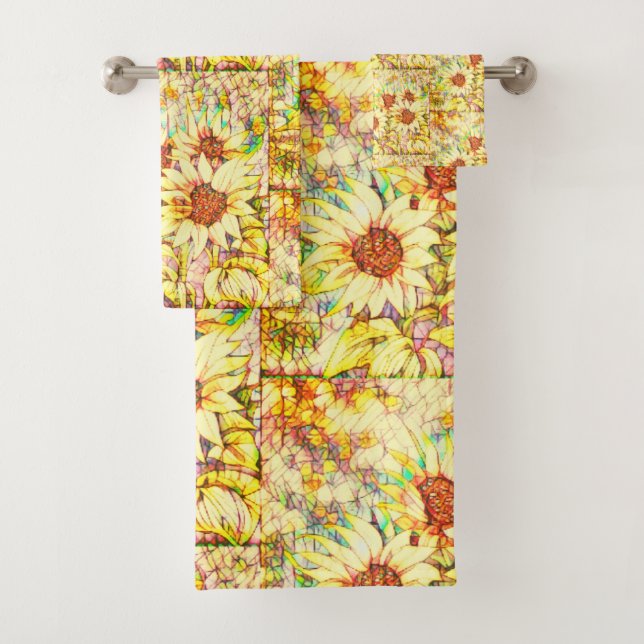 Sunflowers Name Template  Bath Towel Set (Insitu)