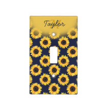 Sunflowers Navy Neutral Baby Gifts Light Switch Cover