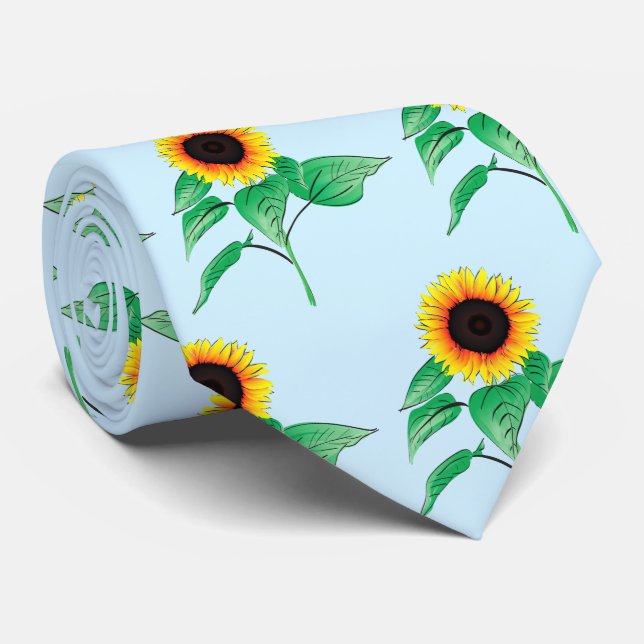Sunflowers Neck Tie - Your Colors (Rolled)