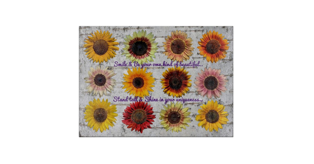 Lunarable Sunflower Cutting Board, 3 Sunflowers on Wooden