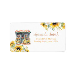 Sunflowers Off The Market Bridal Shower Address Label