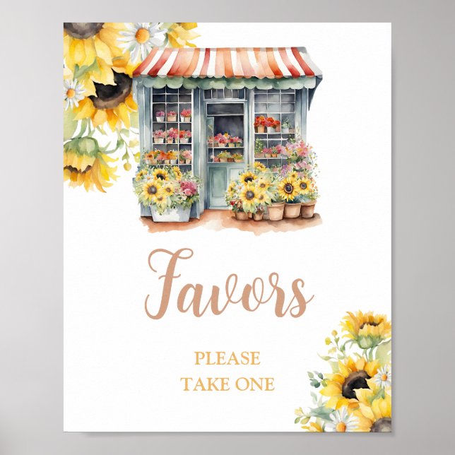 Sunflowers Off The Market Bridal Shower Favors Poster (Front)