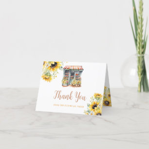 Sunflowers Off The Market Bridal Shower Folded Thank You Card