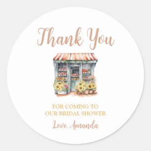 Sunflowers Off The Market Bridal Shower Thank You Classic Round Sticker