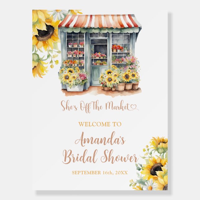 Sunflowers Off The Market Bridal Shower Welcome Foam Board (Front)