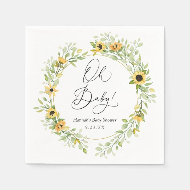 Sunflowers Oh baby Napkins (Front)