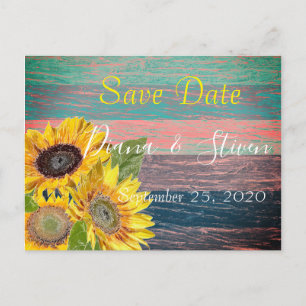 Sunflowers on a background of tree bark postcard
