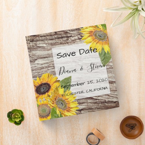 Sunflowers on a background of tree bark postcard 3 ring binder
