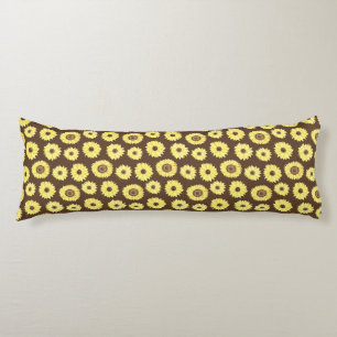 Sunflowers on a Brown Background Body Pillow