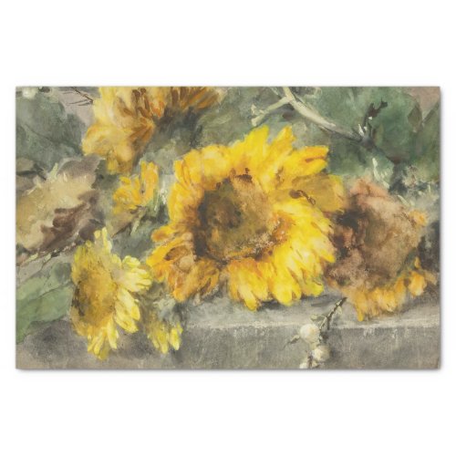 Sunflowers on a Ledge by Margaretha Roosenboom Tissue Paper