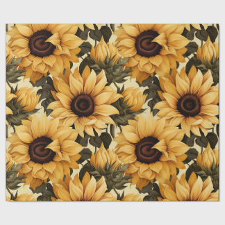 Sunflowers on a Pale Background Continuous Roll Wrapping Paper