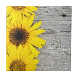 Sunflowers on a table ceramic tile