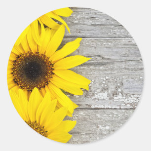 Sunflowers on a Table Classic Round Sticker