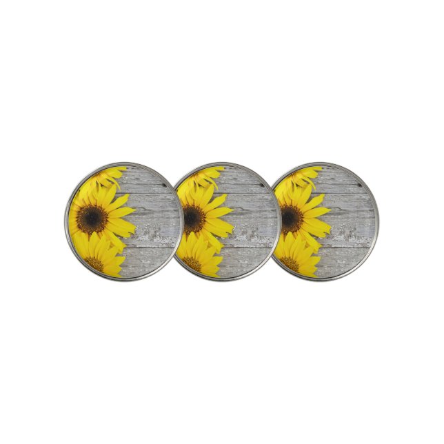 Sunflowers on a table golf ball marker (3 Up)