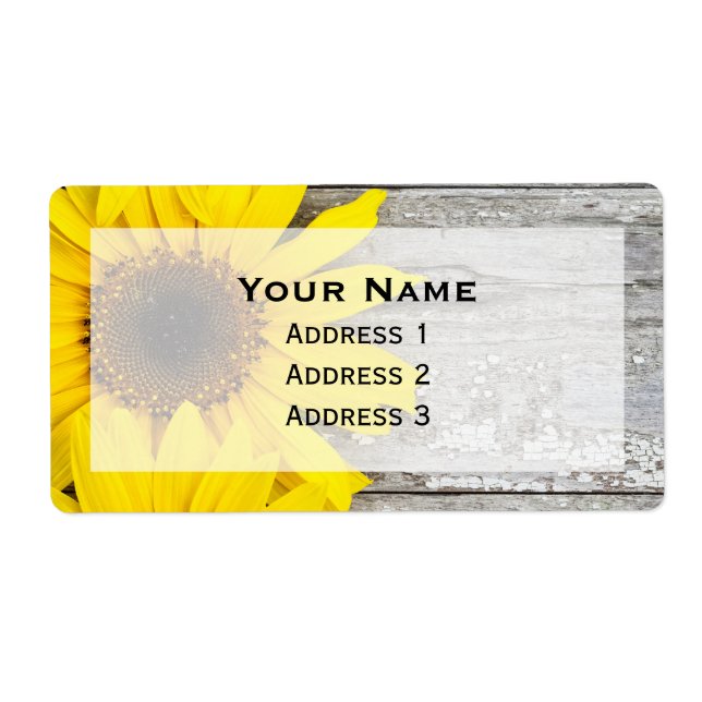 Sunflowers on a table label (Front)
