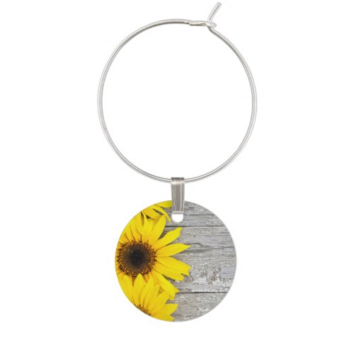 Sunflowers on a table wine glass charm