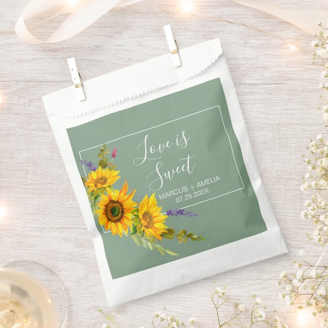 Sunflowers on Basil Wedding  Favor Bag (Clipped)