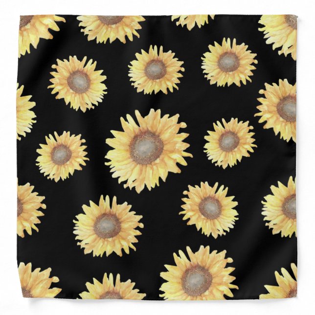 Sunflowers on Black Bandana (Front)