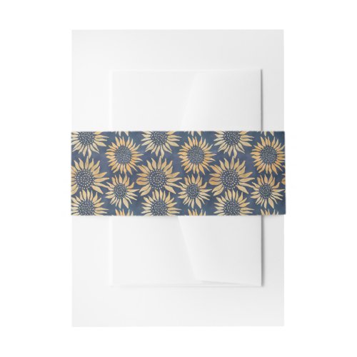 Sunflowers on Blue Background Invitation Belly Band