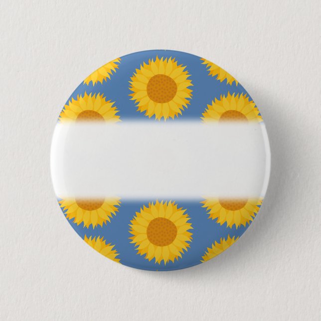 Sunflowers on Blue. Floral Pattern. Pinback Button (Front)