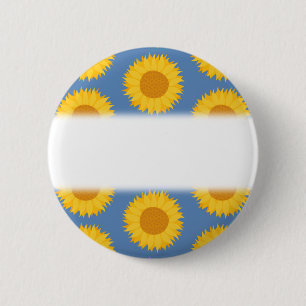 Sunflowers on Blue. Floral Pattern. Pinback Button