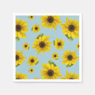 Sunflowers on Blue Napkins