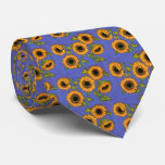 Sunflowers On Blue Neck Tie at Zazzle