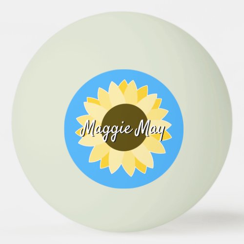 Sunflowers on Blue ping pong ball