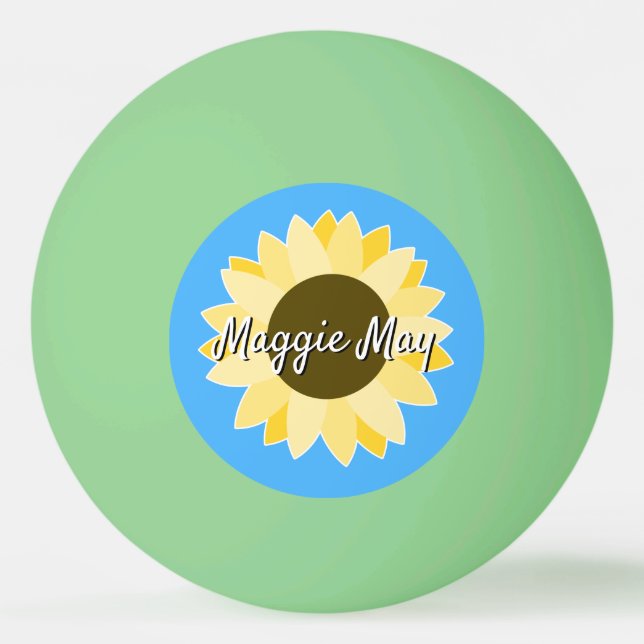 Sunflowers on Blue ping pong ball (Front)