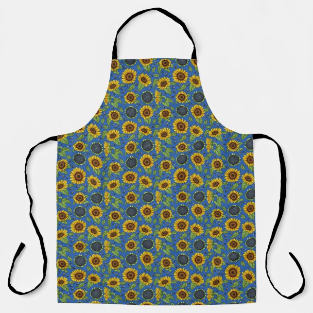 Sunflowers On Blue Ukraine Support Apron (Front)