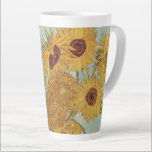 Sunflowers(on blue)-Vincent van Gogh Latte Mug<br><div class="desc">"Sunflowers (on blue)" - Vincent van Gogh Latte Mug, a captivating ode to one of the most beloved and celebrated masterpieces in art history. This latte mug features a mesmerizing reproduction of van Gogh's "Sunflowers" set against a calming blue backdrop, inviting you to indulge in the vibrant beauty of this...</div>
