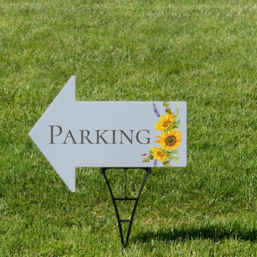 sunflowers-on-blue-wedding-parking-sign-zazzle