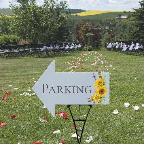 Sunflowers on Blue Wedding Parking Sign