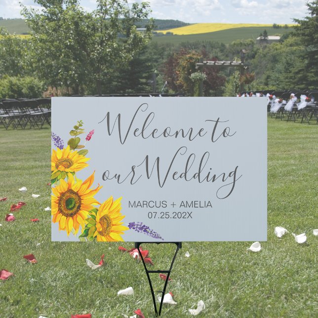 Sunflowers on Blue Wedding Welcome Sign (Creator Uploaded)