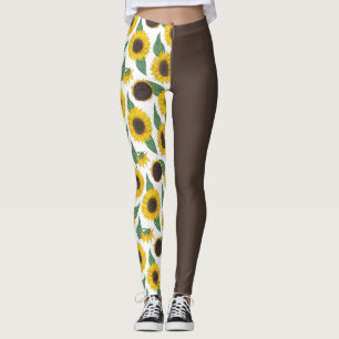 Sunflowers on Brown 1/2 & 1/2 Leggings