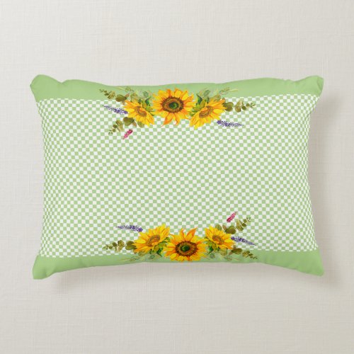 Sunflowers on Checkerboard  Accent Pillow