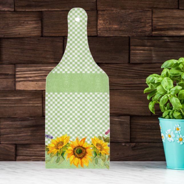 Sunflowers on Checkerboard  Cutting Board (Creator Uploaded)