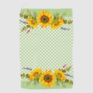 Sunflowers on Checkerboard Golf Towel