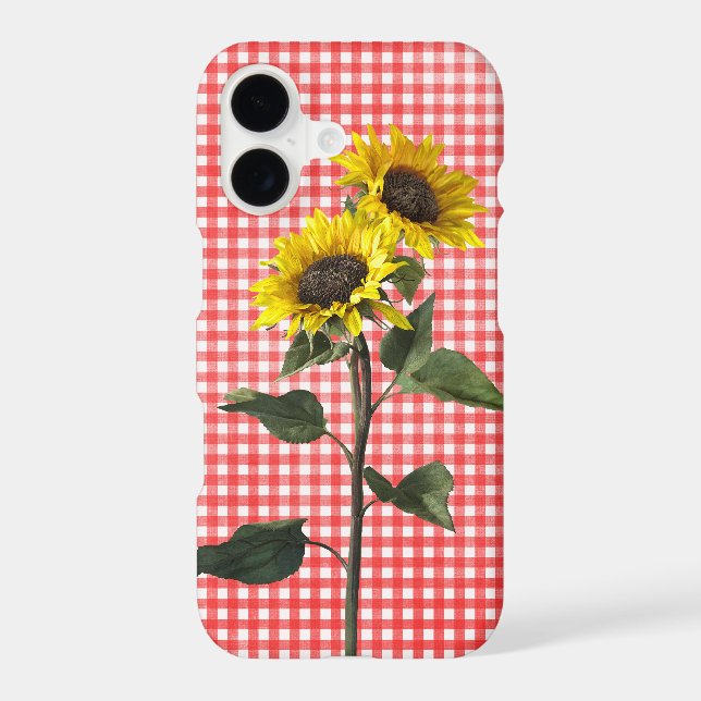 Sunflowers on gingham iphone case (Back)