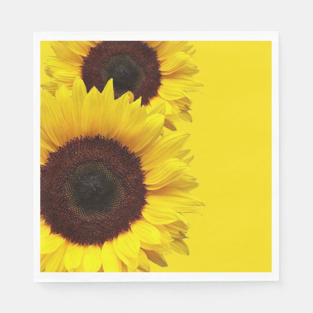 Sunflowers on Golden Yellow Birthday Party Wedding Napkins (Front)