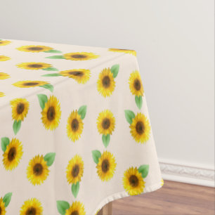 Sunflowers on Light Beige Tablecloth