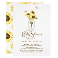 Sunflowers on Mason Jar Summer Baby Shower Invite