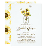 Sunflowers on Mason Jar Summer Bridal Shower Card