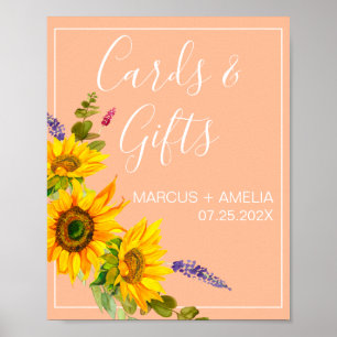 Sunflowers on Peach Wedding Gifts Sign