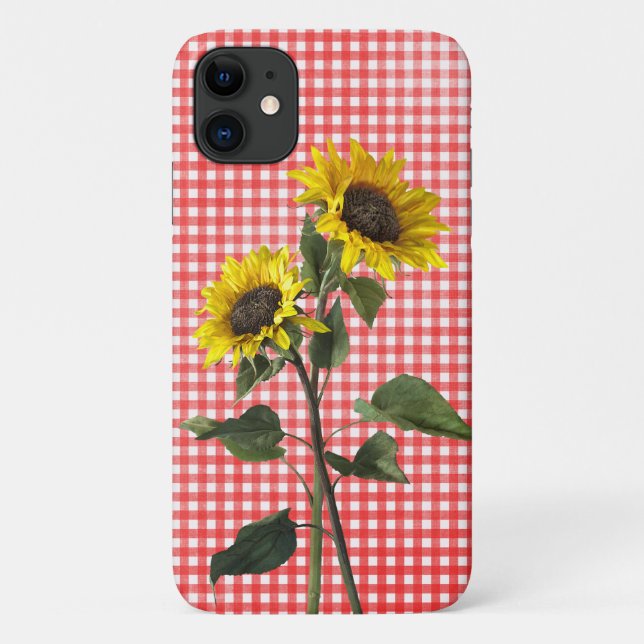 Sunflowers on red gingham Case-Mate iPhone case (Back)